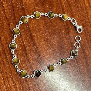 Sterling Silver Tigers Eye Station Bracelet ✨